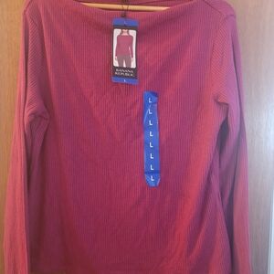 Banana Republic Women's Vibrant Red Long Sleeve Tee